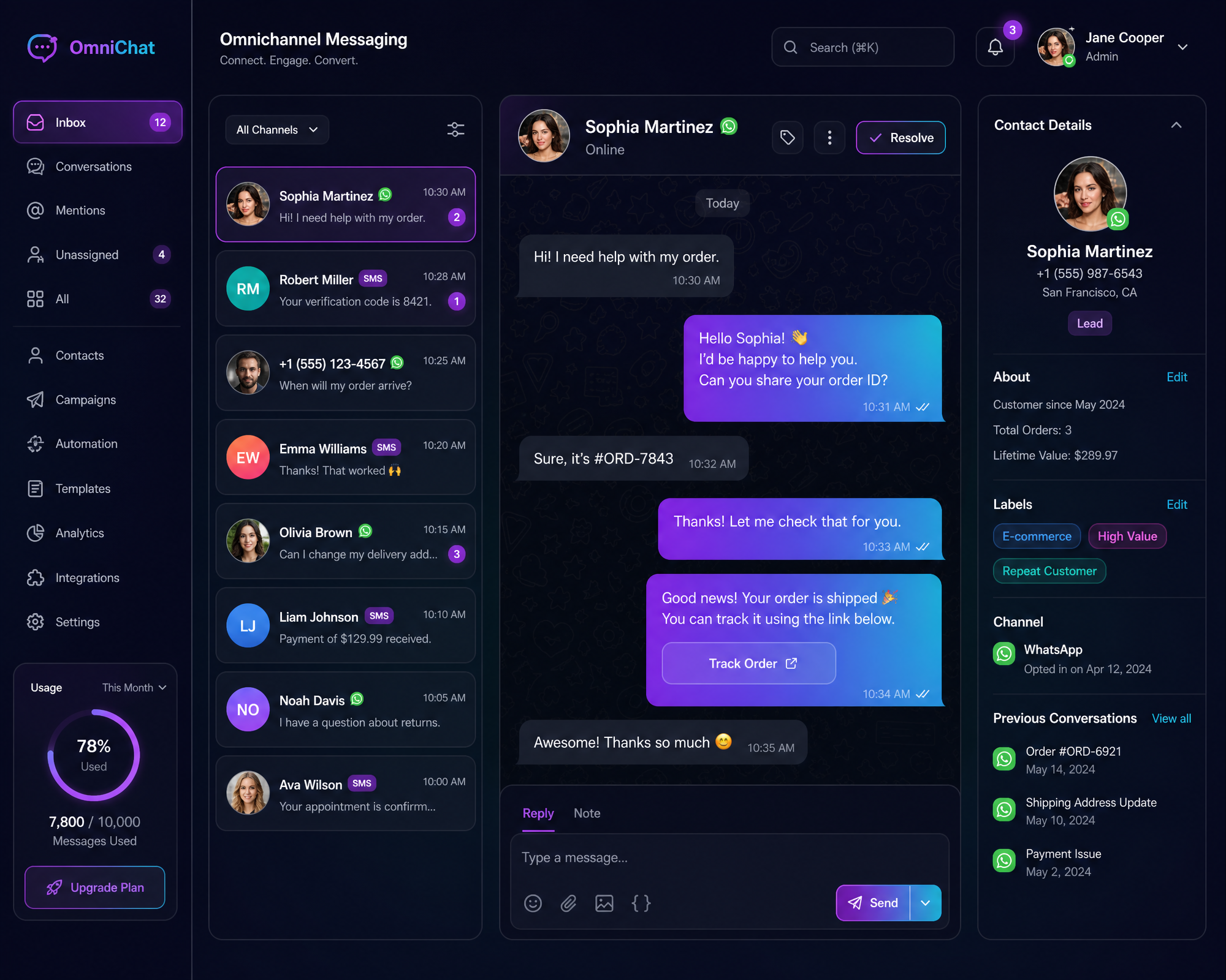 AtomMatrix intelligent messaging platform interface